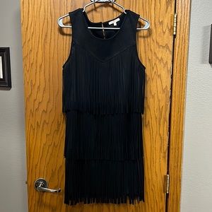 Skies Are Blue.  Black fringe. Size L